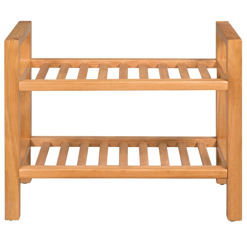 Shoe Rack with 2 Shelves Solid Oak Wood 19.7"x10.6"x15.7"