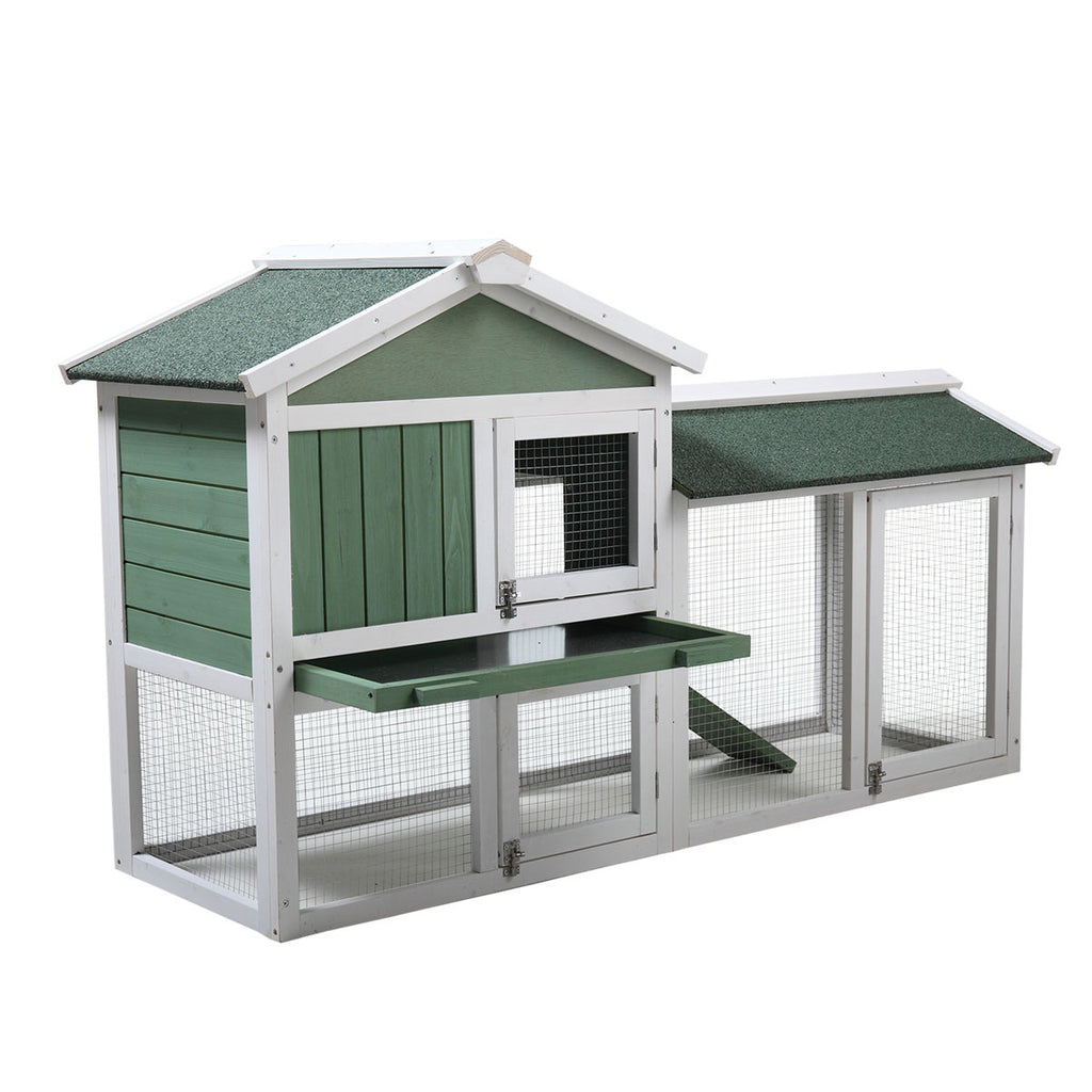 Large Wooden Rabbit Hutch Indoor and Outdoor Bunny Cage with a Removable Tray and a Waterproof Roof