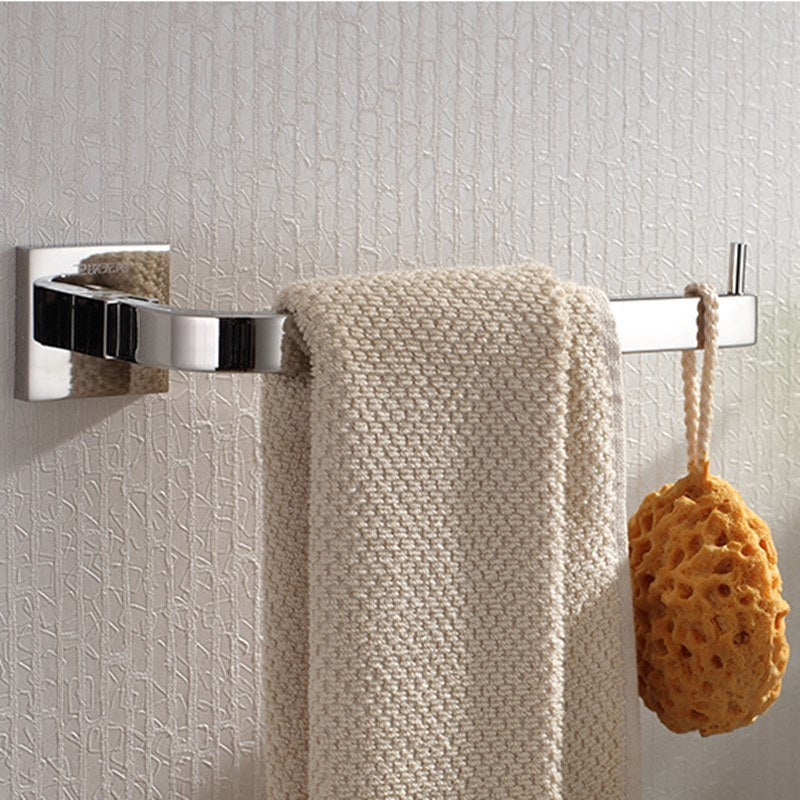 Bright Polishing Square Base Towel Hook Bars Silver Towel Rack 304 Stainless Steel Bathroom Accessories KJ51309