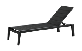 Emoti Outdoor Chaise Lounge Chair;  Sunlounge with padding Black Frame;  Set of 2;  Aluminum