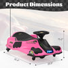 12V Kids Ride-On Drifting Car, Electric Go Kart w/ MP3, USB, LED Lights, High-Low Speed, Power Display, Protector, Battery Powered Racing Vehicle Toy Gift for Children, 8-12 Years Old,Pink