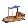 Outsunny Pirate Ship Sandbox with Cover and Rudder, Wooden Sandbox with Storage Bench and Seat, Outdoor Toy for Kids Ages 3-8 Years Old