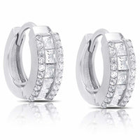 Dolce Giavonna Sterling Silver CZ Hoop High Polish Earrings