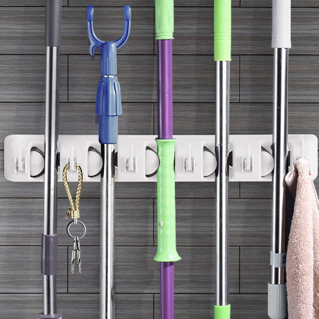 Wall-mounted Mop Holder Hanger with 5 Positions