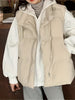 Winter Lapel Puffer Vest , Casual Pocket Fashion Loose Puffer Vest, Women's Clothing