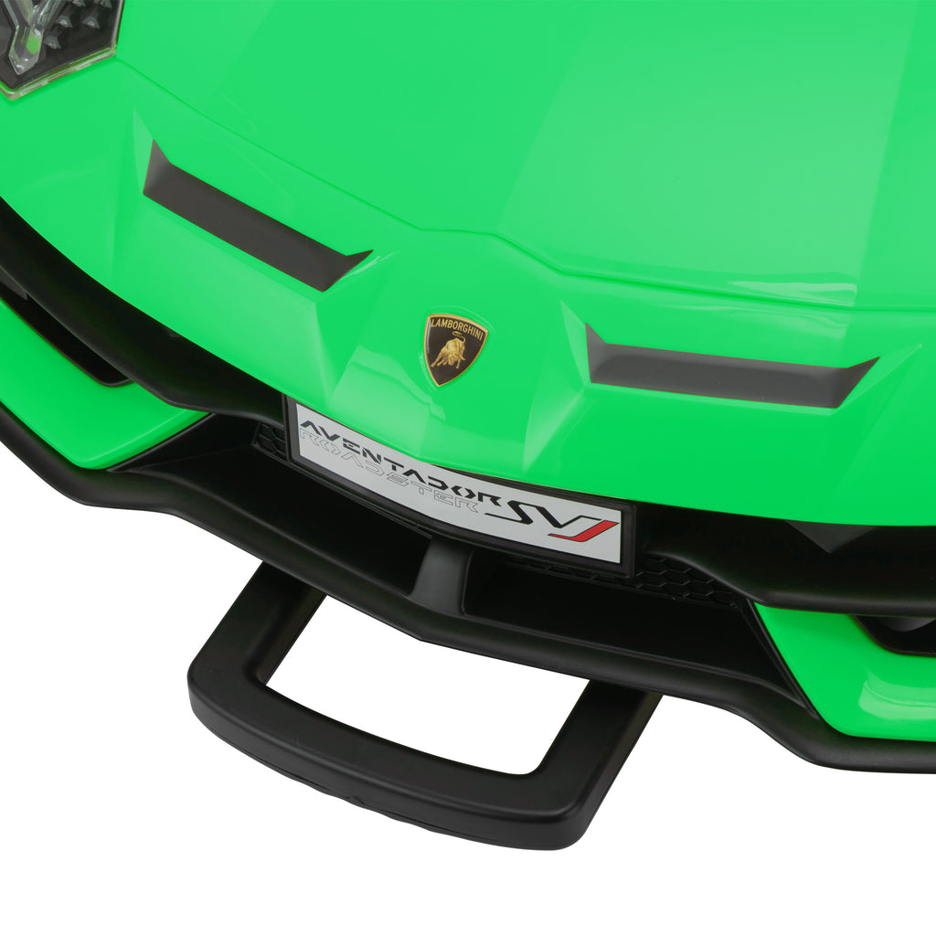 Licensed Lamborghini 24V Kids Ride On Electric Cars, Battery Powered Drifting Car with Double PU Seats, Remote Control, High-Low Speed, LED Lights, MP3, USB, Toy Gift for 3-8 Years Old, Green