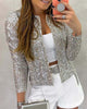 Long Sleeve Open Front Sequin Coat Women Casual Female Jacket Sequin