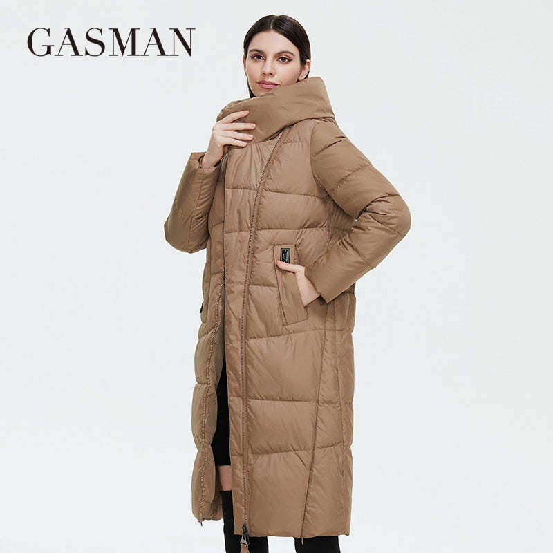 Gasman 2022 New Winter Down Jacket Women Long Thick Coat Hooded Puffer