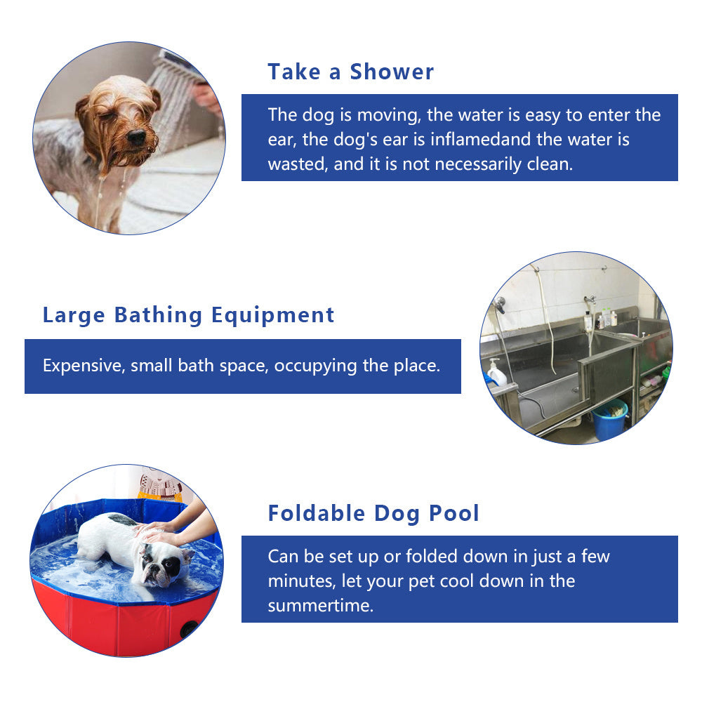 Dog Pool, 160*30/120*30 Foldable Large and Small Dog Pool, Dog Bath, 100% Safe & Non Toxic Kid's Rigid Pool