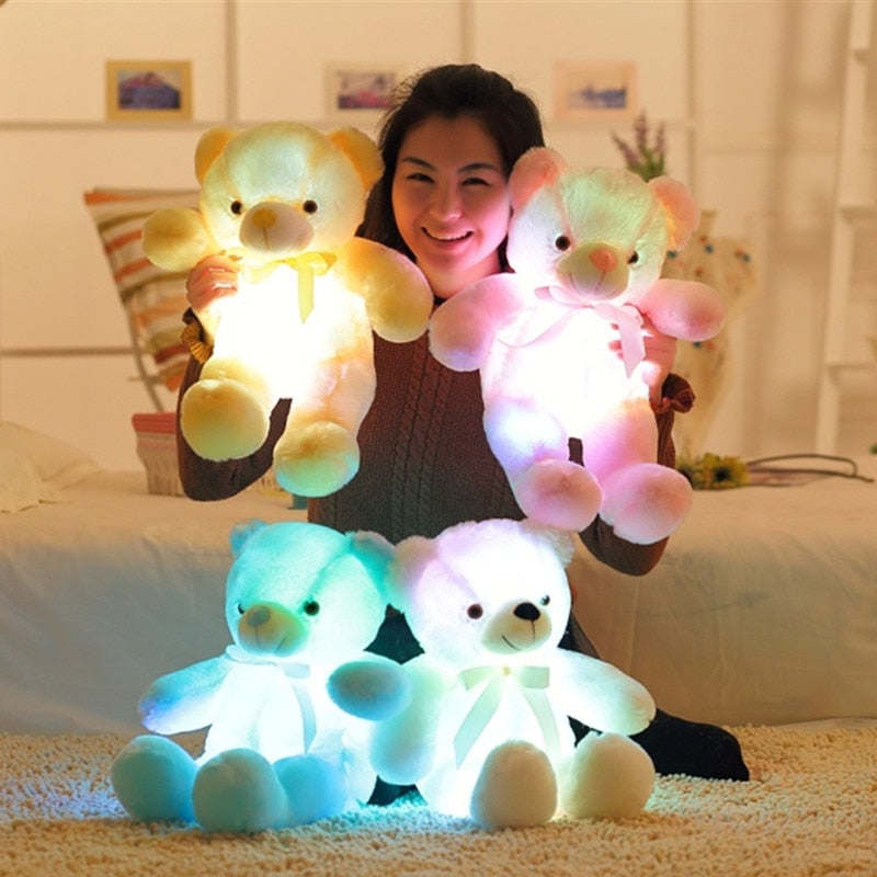 32-75CM Luminous Creative Light Up LED Teddy Bear Stuffed Animal Plush Toy Colorful Glowing Teddy Bear Christmas Gift for Kid