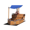 Outsunny Pirate Ship Sandbox with Cover and Rudder, Wooden Sandbox with Storage Bench and Seat, Outdoor Toy for Kids Ages 3-8 Years Old