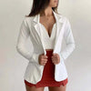 Autumn Thin Blazer Fashion Women's Casual Office Lapel Long-sleeved Solid Color Jacket Suit Single Button Slim Small Blazer