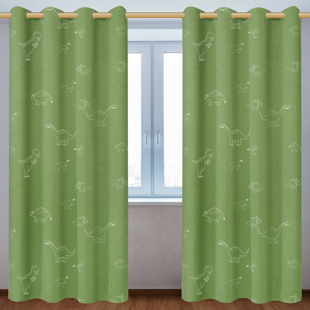 Muwago Dinosaur Curtains for Boys Bedroom, Kids Curtains for Bedroom, 80% Blackout Glow in The Dark Cartoon Animal Pattern Window Drapes Treatment Grommet Thermal Insulated Noise Reducing Divider 2PCS