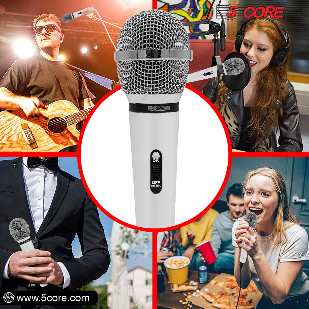 5 CORE Premium Vocal Dynamic Cardioid Handheld Microphone Unidirectional Mic with 16ft Detachable XLR Cable to ¼ inch Audio Jack and On/Off Switch for Karaoke Singing - PM 111 CH