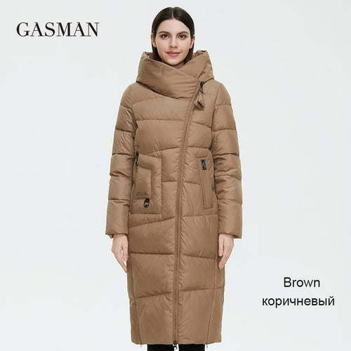 Gasman 2022 New Winter Down Jacket Women Long Thick Coat Hooded Puffer