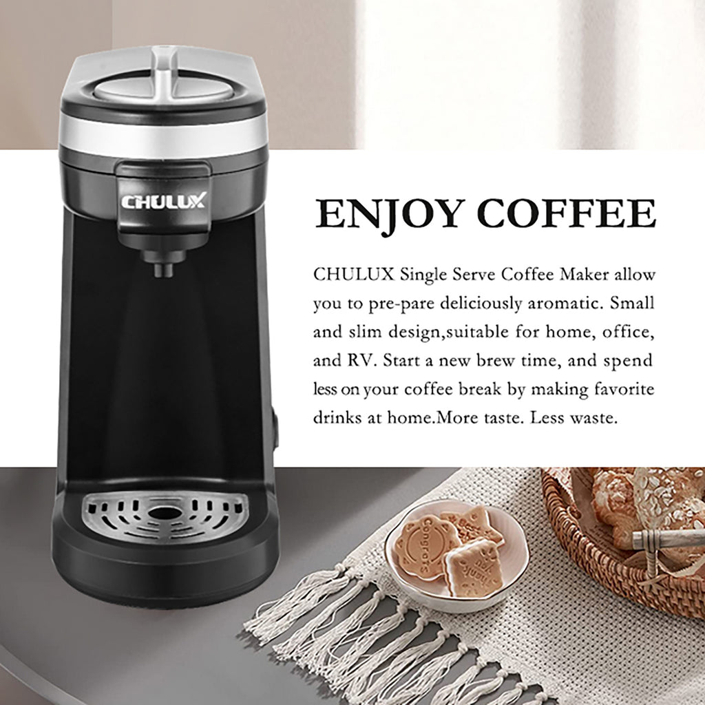 CHULUX Single Serve Coffee Maker Brewer for Single Cup Capsule with 12 Ounce Reservoir,Black