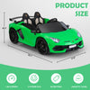 Licensed Lamborghini 24V Kids Ride On Electric Cars, Battery Powered Drifting Car with Double PU Seats, Remote Control, High-Low Speed, LED Lights, MP3, USB, Toy Gift for 3-8 Years Old, Green