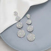 Four Round Full Rhinestone Drop Earrings for Women Big