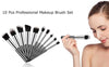 Mini Makeup Brushes Set for Travel - Synthetic, 10 Pieces, Black/Silver