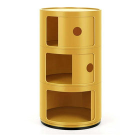 3 Drawer Sliding Barrel Modern Bedroom Nightstand, Yellow