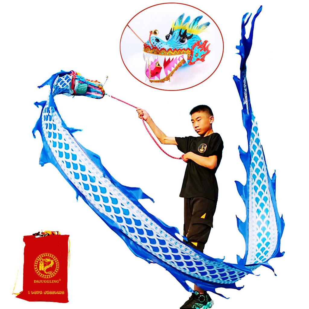 Lightweight Dragon Poi with 3D Dragon Head & Swing Rope Combo for Kids and Beginners, Flowy Dragon Ribbon Streamer Outdoor Fitness Golden Dragon Stage Prop Set