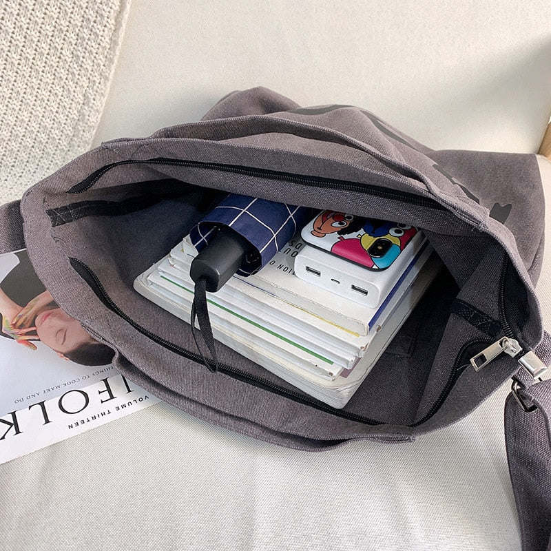 Canvas Bag High Capacity Women Handbags Shoulder Bags Designer Literary Simplicity Totes Bags Women Crossbody Bags Bolso Mujer