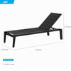 Emoti Outdoor Chaise Lounge Chair;  Sunlounge with padding Black Frame;  Set of 2;  Aluminum