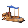 Outsunny Pirate Ship Sandbox with Cover and Rudder, Wooden Sandbox with Storage Bench and Seat, Outdoor Toy for Kids Ages 3-8 Years Old