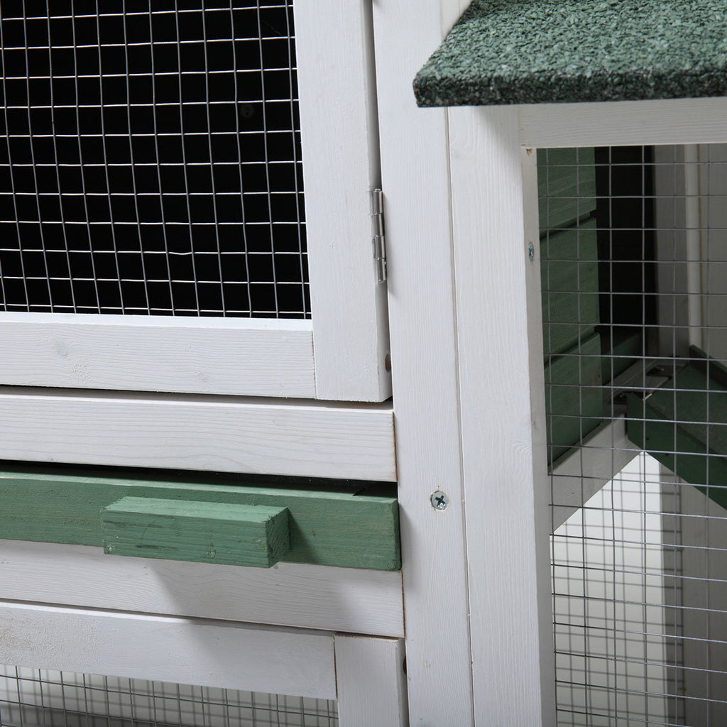 Large Wooden Rabbit Hutch Indoor and Outdoor Bunny Cage with a Removable Tray and a Waterproof Roof