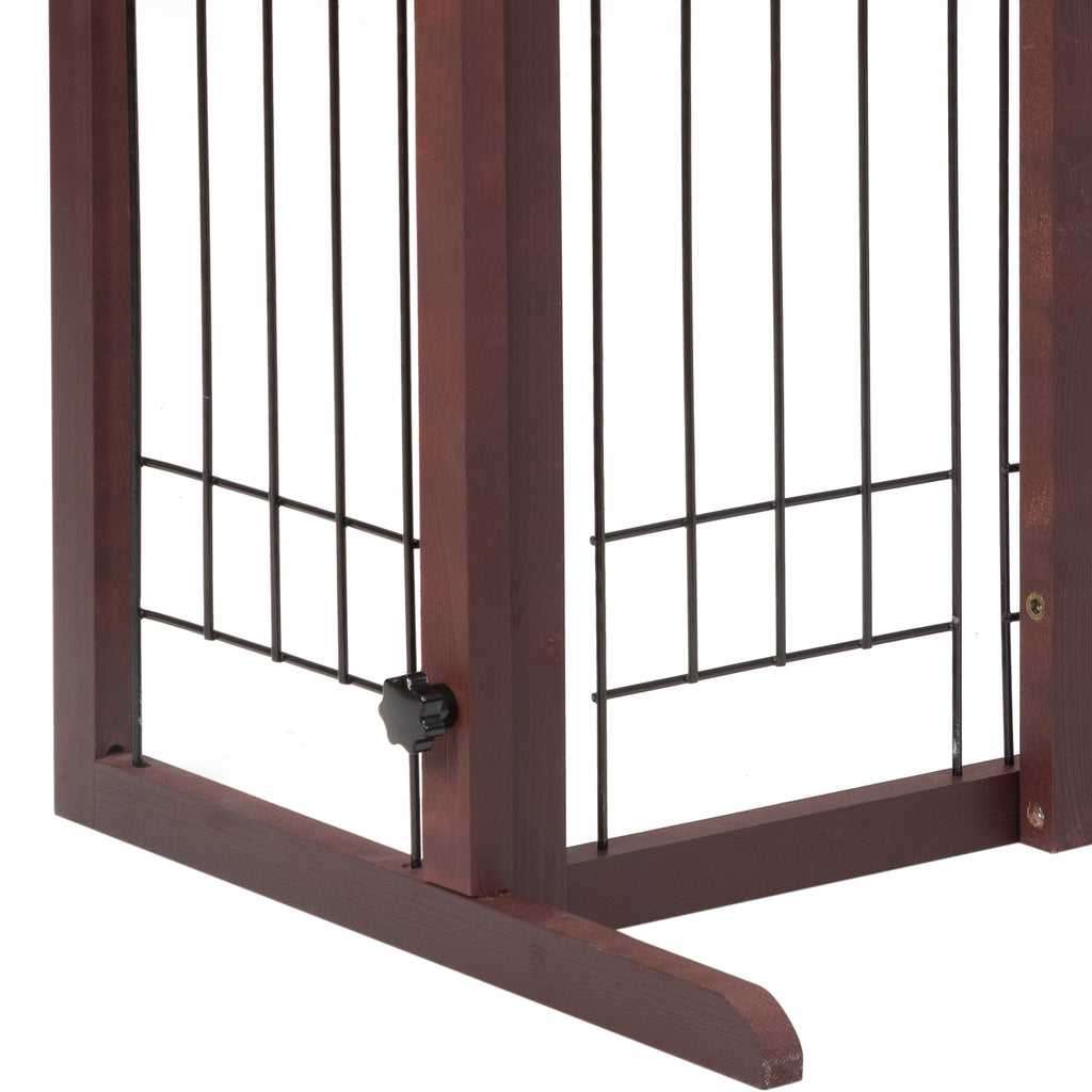 38"-71" Adjustable Wooden Pet Gate for Dogs, Indoor Freestanding Dog Fence for Doorways, Stairs, Deep Brown