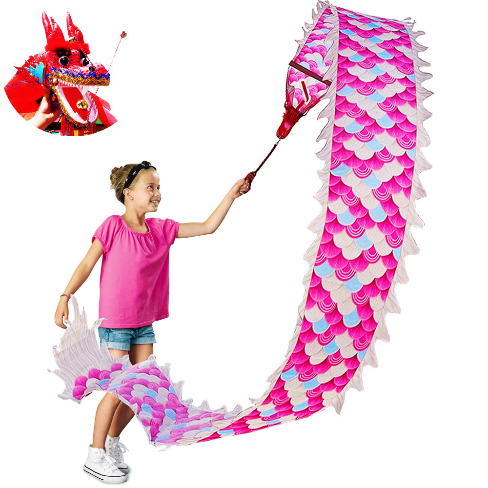 Lightweight Dragon Poi with 3D Dragon Head & Swing Rope Combo for Kids and Beginners, Flowy Dragon Ribbon Streamer Outdoor Fitness Golden Dragon Stage Prop Set