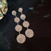 Four Round Full Rhinestone Drop Earrings for Women Big