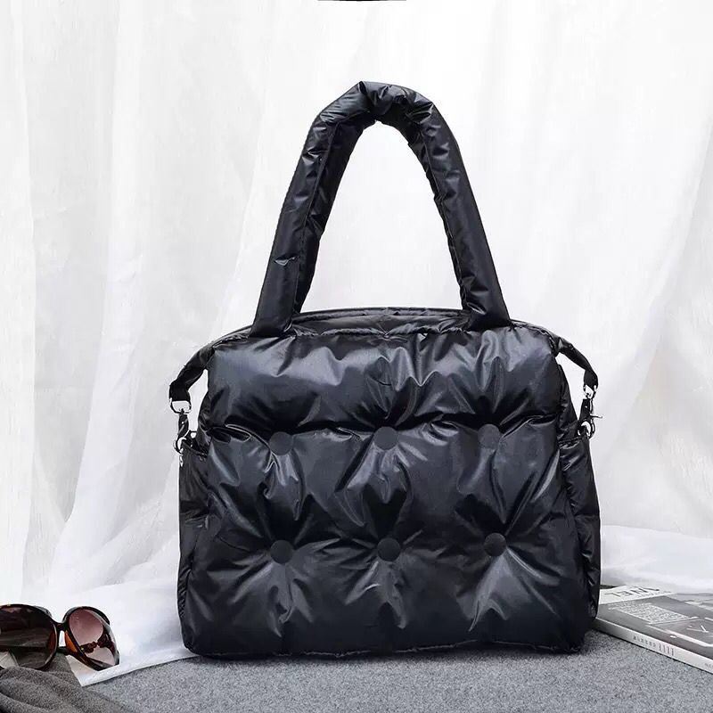 Winter Women Space Pad Cotton Feather Down Bag Bucket Handbag Luxury