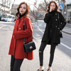 Fashion Women&#39;s Woolen Coat Maple Leaf Red Elegant Lady Jacket