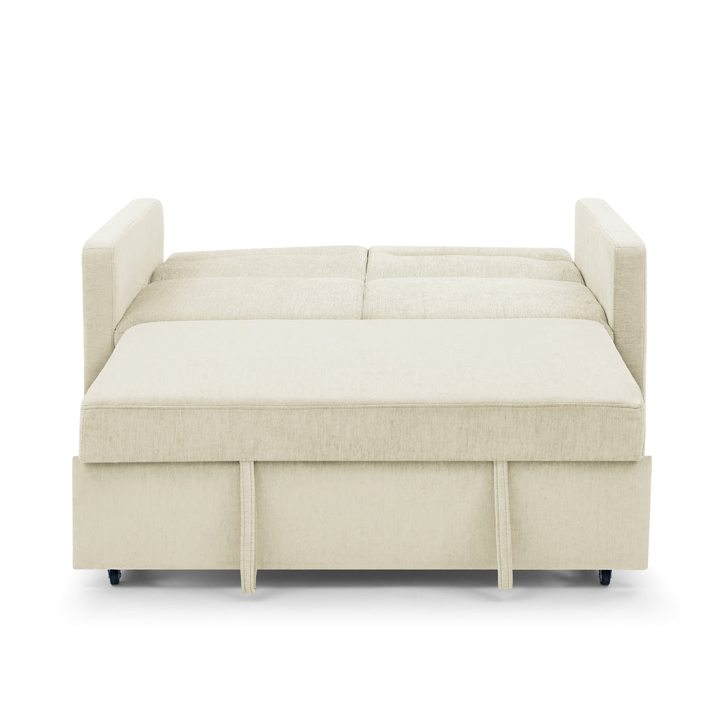 Loveseats Sofa Bed with Pull-out Bed;  Adjsutable Back and Two Arm Pocket