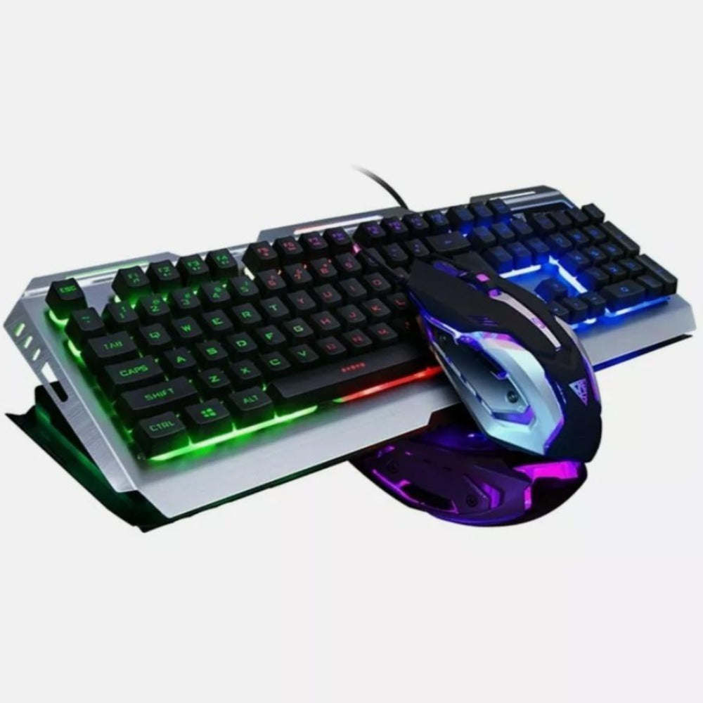 Dragon Metallic Silver Mechanical Gaming Keyboard and Mouse Set