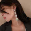 Four Round Full Rhinestone Drop Earrings for Women Big