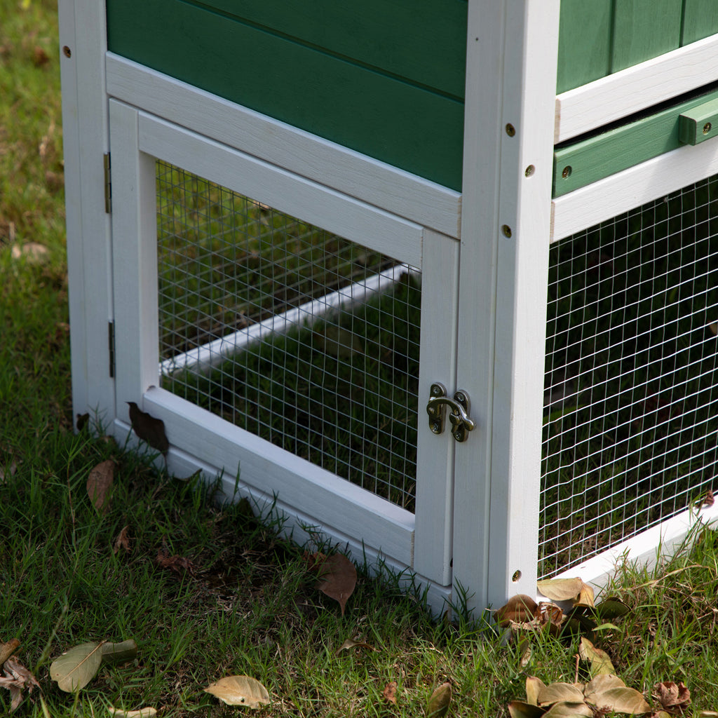 Large Wooden Rabbit Hutch Indoor and Outdoor Bunny Cage with a Removable Tray and a Waterproof Roof