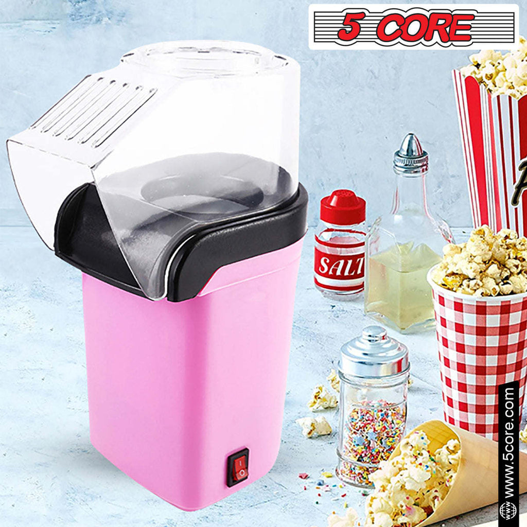 5 Core Hot Air Popcorn Popper Machine 1200W Electric Popcorn Kernel Corn Maker Bpa Free, 95% Popping Rate, 2 Minutes Fast, No Oil-Healthy Snack for Kids Adults, Home, Party, Gift POP