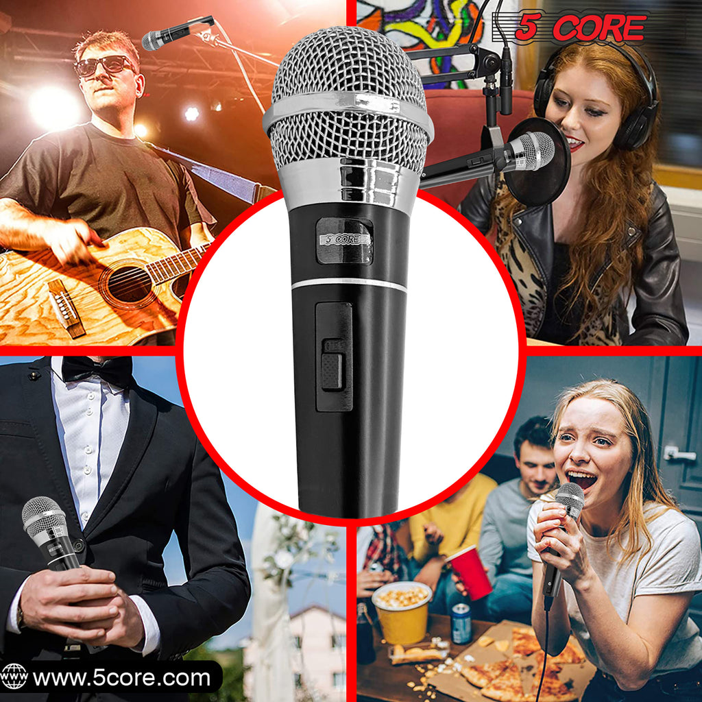 5 Core Premium Handheld Microphone Unidirectional Vocal Dynamic Cardioid Mic W Detachable 10ft XLR Cable Mic Clip Mesh Grille & ON/Off Switch Suited for Speakers Amp Mixers Karaoke Singing- PM100