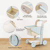 ROBOTIME Baby Wooden Shopping Cart Toy for Toddler Kids Push Walker Toy WRP02