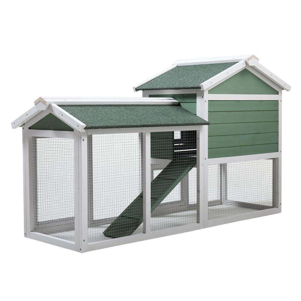 Large Wooden Rabbit Hutch Indoor and Outdoor Bunny Cage with a Removable Tray and a Waterproof Roof