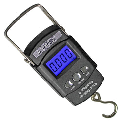 5 Core Fish Scale 110 LBS 50 KG Luggage Handheld Portable Electronic Balance Digital Fishing Postal Hanging Hook Scale with 2 AAA Batteries Built-in Measuring Tape Backlight LCD Display