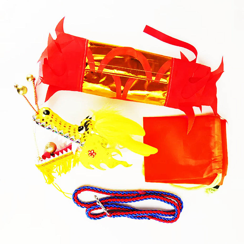 Lightweight Dragon Poi with 3D Dragon Head & Swing Rope Combo for Kids and Beginners, Flowy Dragon Ribbon Streamer Outdoor Fitness Golden Dragon Stage Prop Set