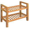 Shoe Rack with 2 Shelves Solid Oak Wood 19.7"x10.6"x15.7"