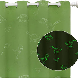 Muwago Dinosaur Curtains for Boys Bedroom, Kids Curtains for Bedroom, 80% Blackout Glow in The Dark Cartoon Animal Pattern Window Drapes Treatment Grommet Thermal Insulated Noise Reducing Divider 2PCS