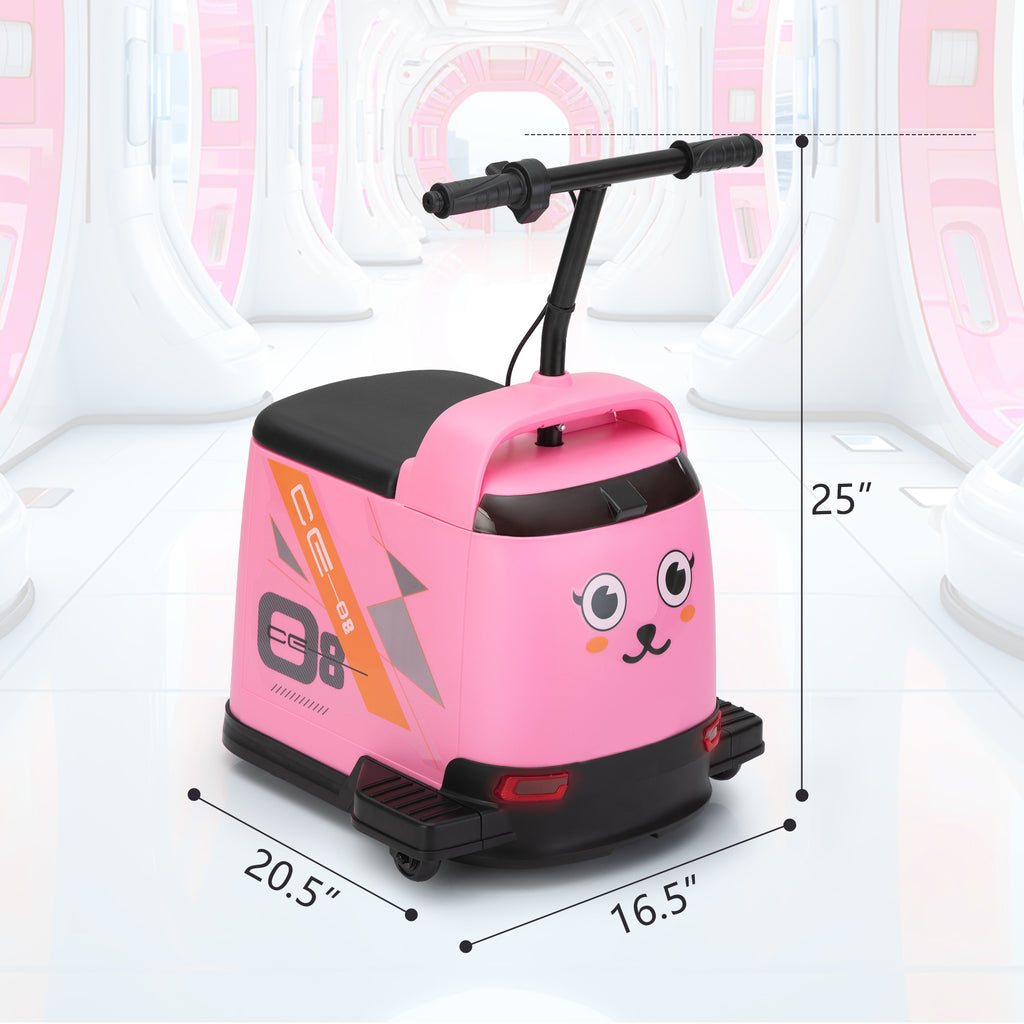 12V Kids Ride On Box, Electric Box Car with High-Low Speeds, Variable Speed Throttle, MP3, USB, Storage, Battery Powered Toy Gift for 8-12 Years Old, Pink + Black