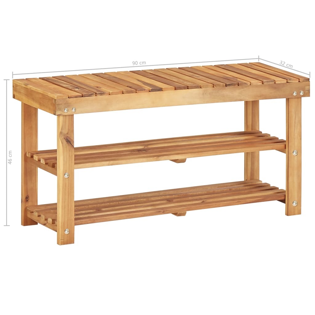 Shoe Rack 35.4"x12.5"x18.1" Solid Acacia Wood