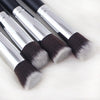 Mini Makeup Brushes Set for Travel - Synthetic, 10 Pieces, Black/Silver