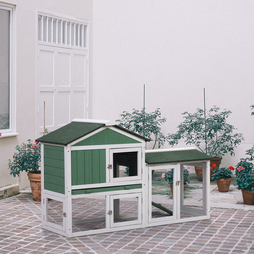 Large Wooden Rabbit Hutch Indoor and Outdoor Bunny Cage with a Removable Tray and a Waterproof Roof